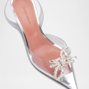 Amina Muaddi Transparent Crystal Bow Heels